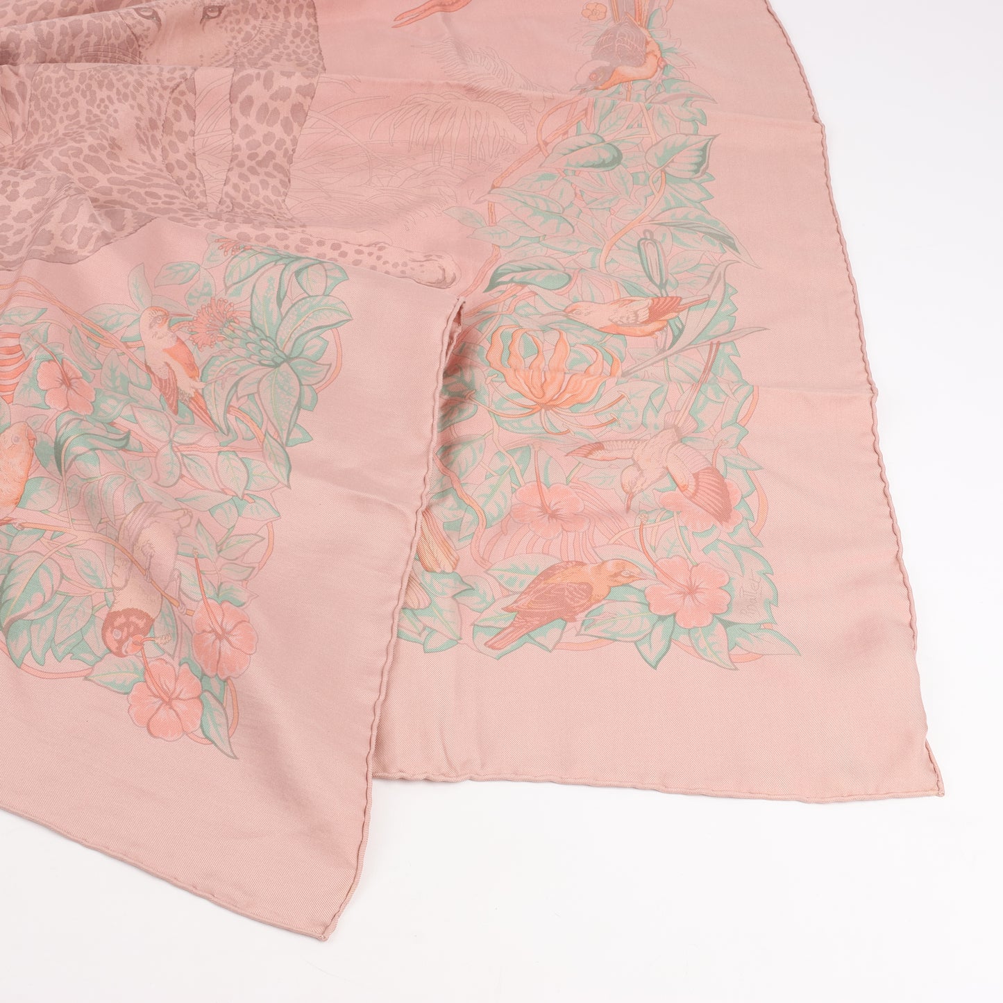 Hermès Carré 90 "JUNGLE LOVE" 100% Silk Scarf in Pink