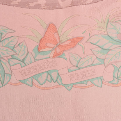 Hermès Carré 90 "JUNGLE LOVE" 100% Silk Scarf in Pink