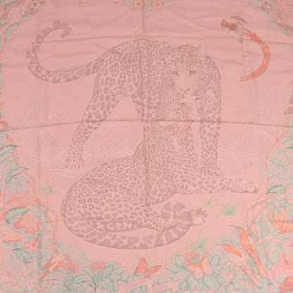 Hermès Carré 90 "JUNGLE LOVE" 100% Silk Scarf in Pink