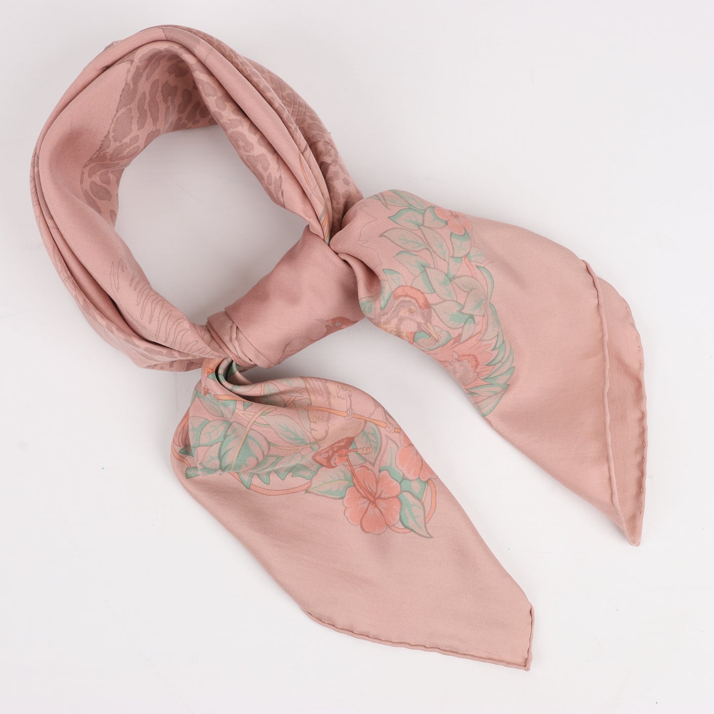 Hermès Carré 90 "JUNGLE LOVE" 100% Silk Scarf in Pink