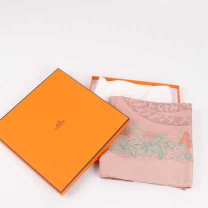 Hermès Carré 90 "JUNGLE LOVE" 100% Silk Scarf in Pink