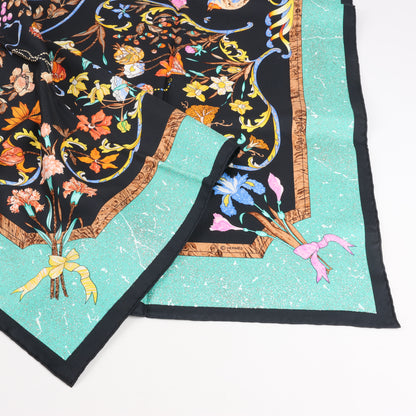 Hermès Carré 90 "PIERRES d' ORIENT et d' OCCIDENT" 100% Silk Scarf in Black x Green