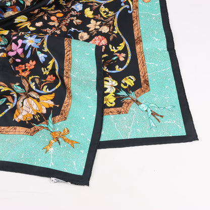 Hermès Carré 90 "PIERRES d' ORIENT et d' OCCIDENT" 100% Silk Scarf in Black x Green