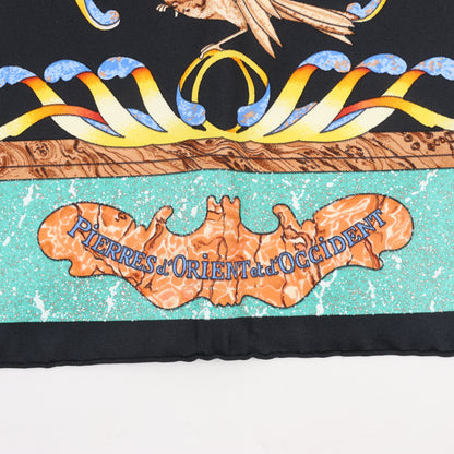 Hermès Carré 90 "PIERRES d' ORIENT et d' OCCIDENT" 100% Silk Scarf in Black x Green