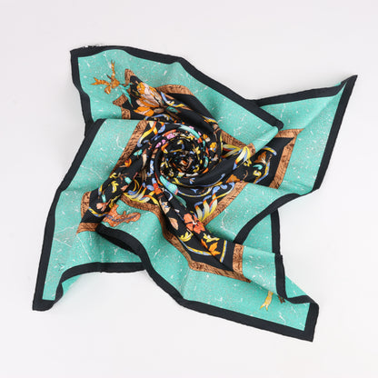Hermès Carré 90 "PIERRES d' ORIENT et d' OCCIDENT" 100% Silk Scarf in Black x Green