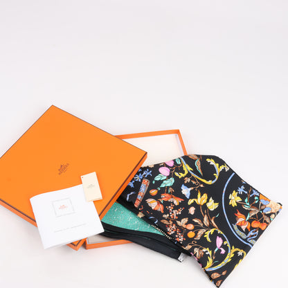 Hermès Carré 90 "PIERRES d' ORIENT et d' OCCIDENT" 100% Silk Scarf in Black x Green
