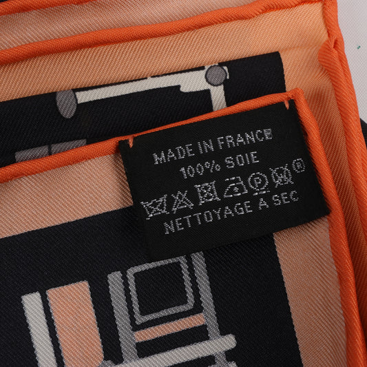 Hermès Carré 90 "COMPLICATION EQUESTRE" 100% Silk Scarf in Black