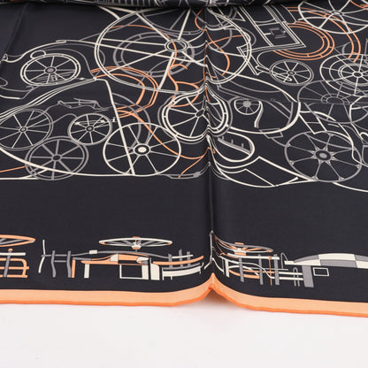 Hermès Carré 90 „COMPLICATION EQUESTRE“ 100% Seidenschal in Schwarz