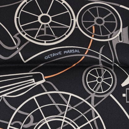 Hermès Carré 90 "COMPLICATION EQUESTRE" 100% Silk Scarf in Black