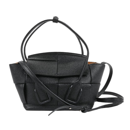 Bottega Veneta Arco Mini Leder Maxi Intrecciato 2Way Handtasche in Schwarz