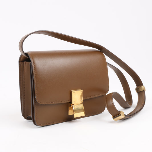Petit sac à bandoulière en cuir Celine Classic Box marron