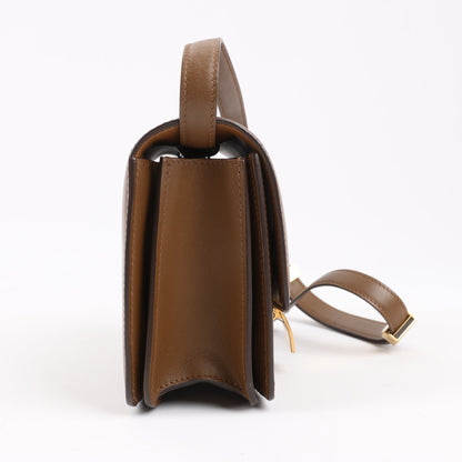 Petit sac à bandoulière en cuir Celine Classic Box marron
