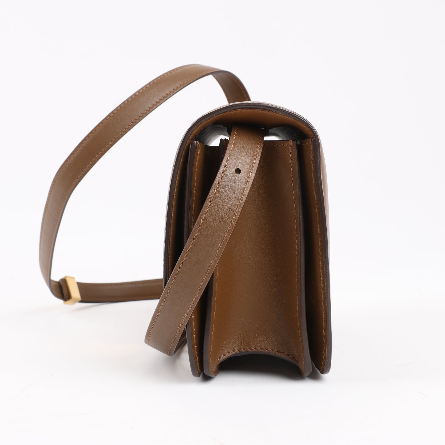 Petit sac à bandoulière en cuir Celine Classic Box marron