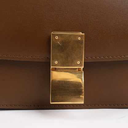 Petit sac à bandoulière en cuir Celine Classic Box marron