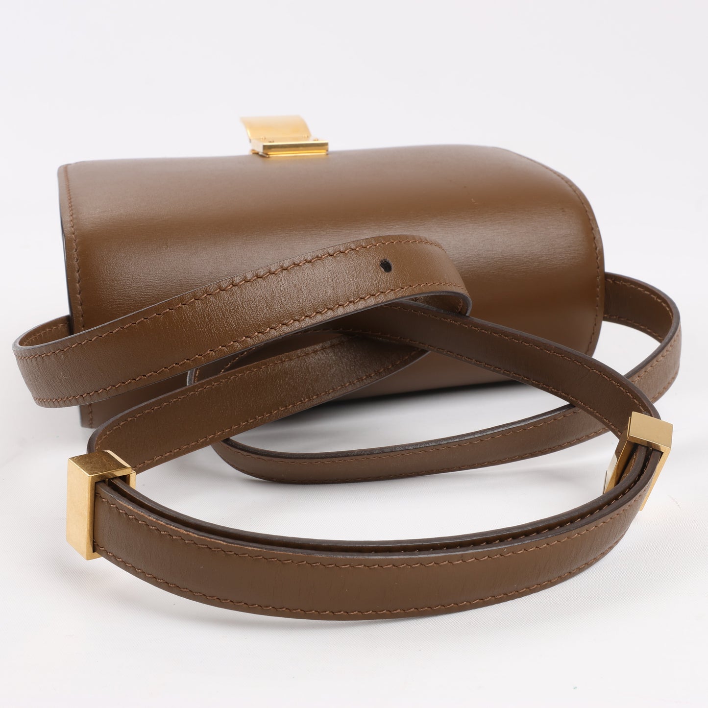 Petit sac à bandoulière en cuir Celine Classic Box marron