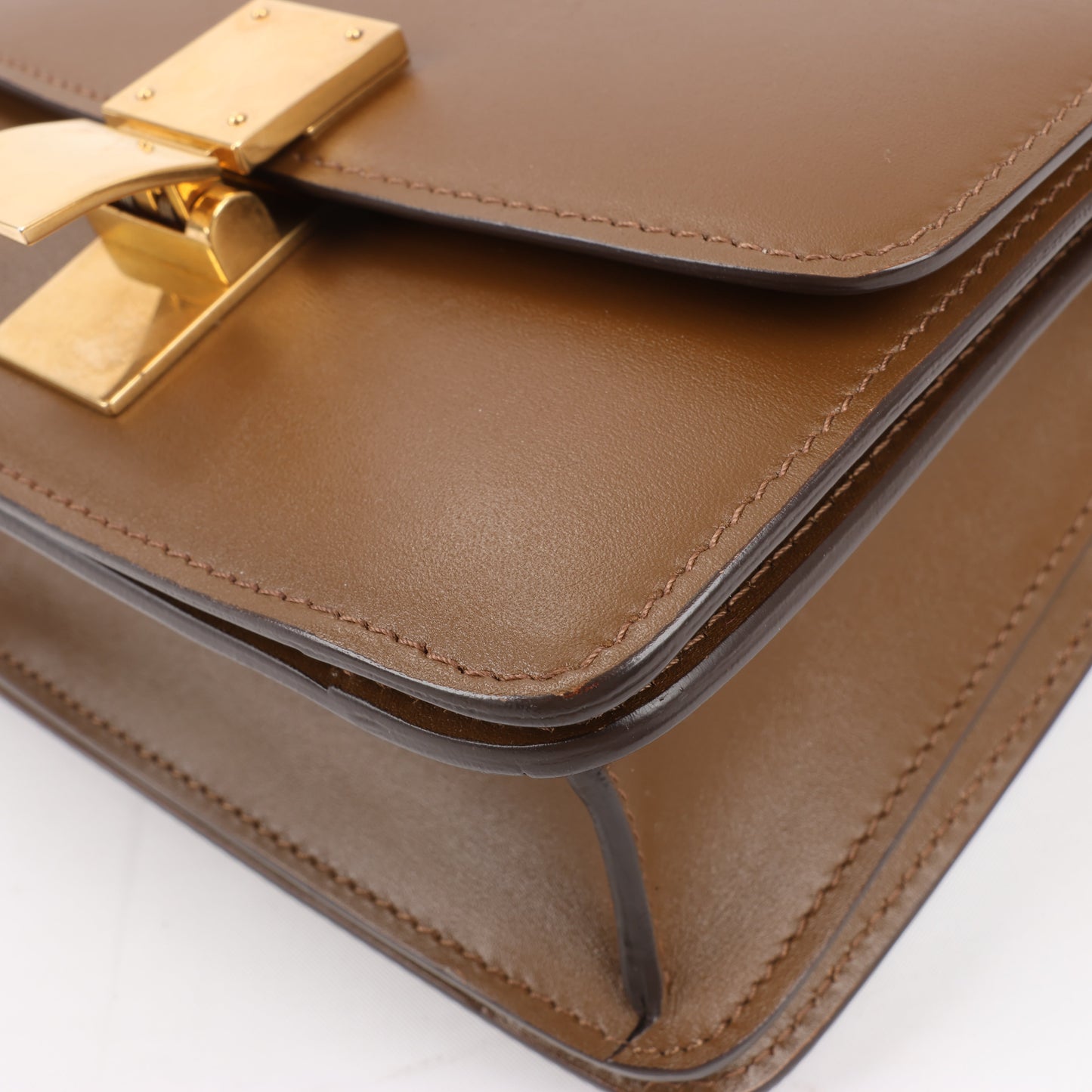 Petit sac à bandoulière en cuir Celine Classic Box marron