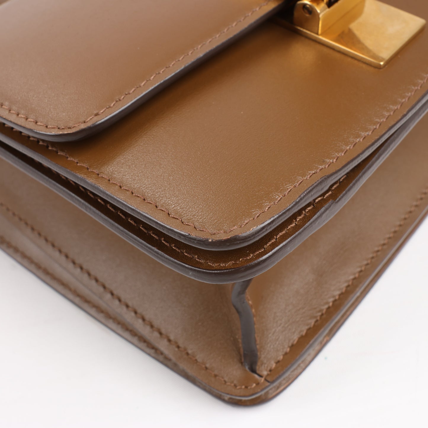 Petit sac à bandoulière en cuir Celine Classic Box marron
