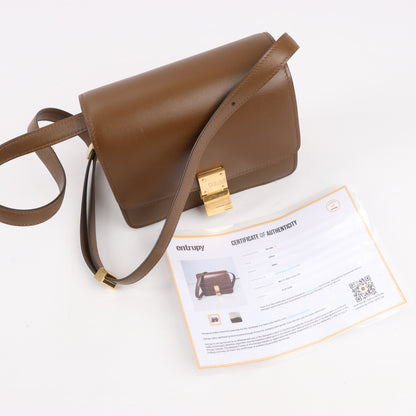 Petit sac à bandoulière en cuir Celine Classic Box marron