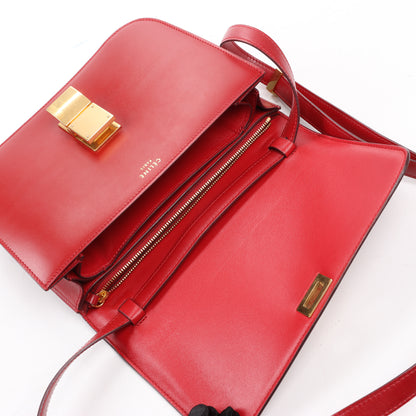 CELINE Classic Box Medium Leather Shoulder Bag in Red