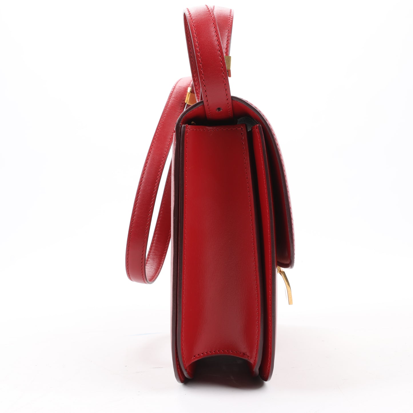 CELINE Classic Box Medium Leather Shoulder Bag in Red