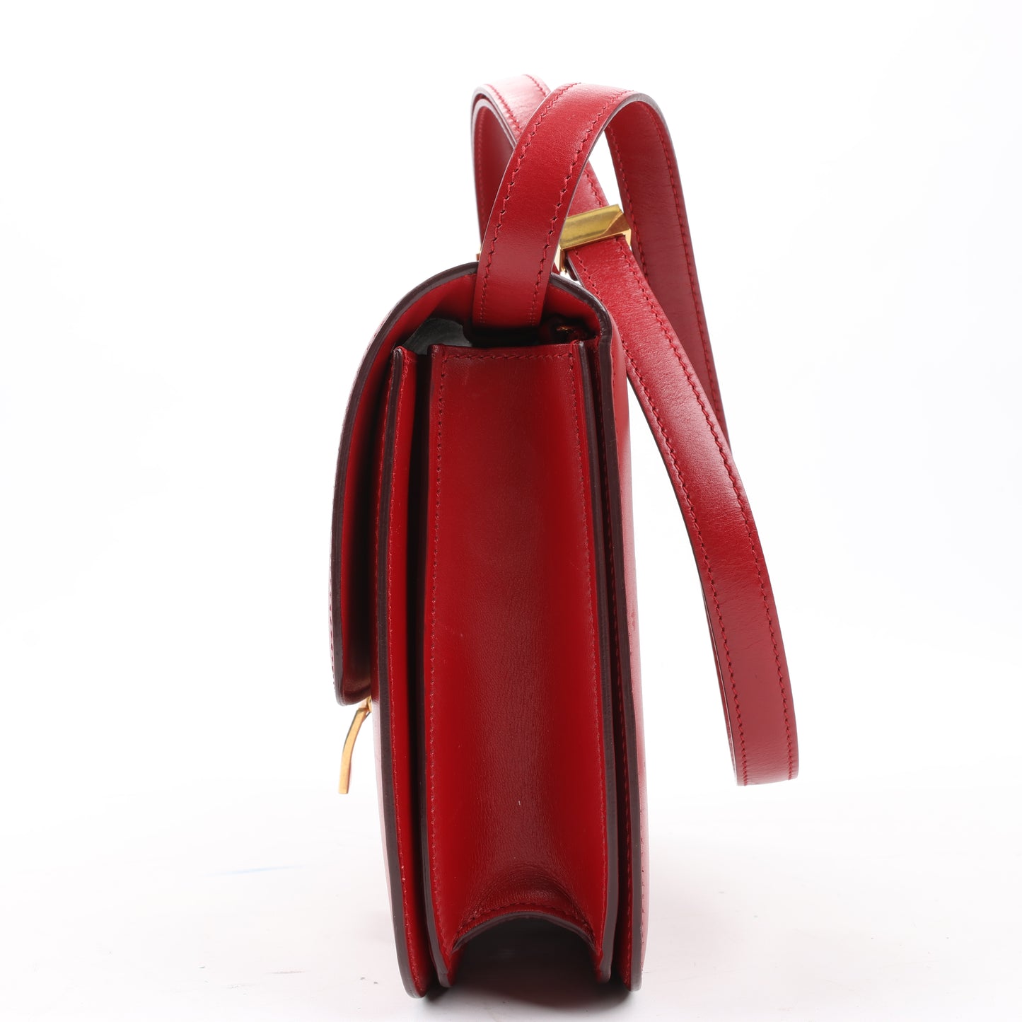 CELINE Classic Box Medium Leather Shoulder Bag in Red