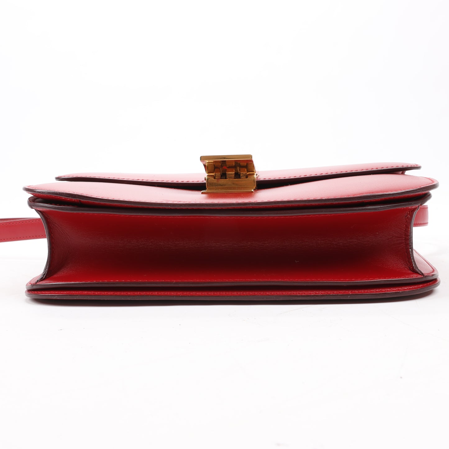CELINE Classic Box Medium Leather Shoulder Bag in Red