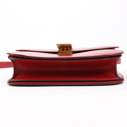 CELINE Classic Box Medium Leather Shoulder Bag in Red
