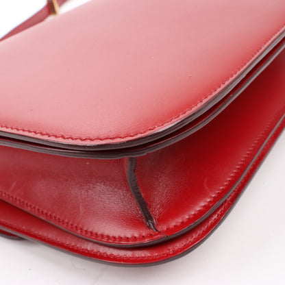 CELINE Classic Box Medium Leather Shoulder Bag in Red