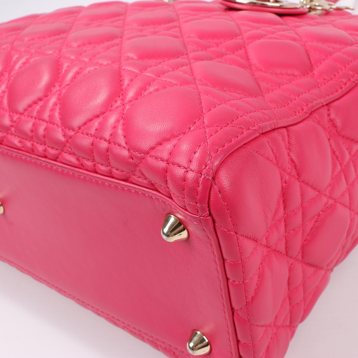 Christian Dior Lady Dior Cannage Große 2-Wege-Handtasche aus Leder in Pink