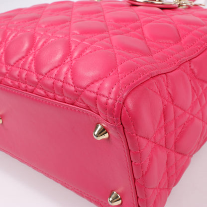 Christian Dior Lady Dior Cannage Große 2-Wege-Handtasche aus Leder in Pink