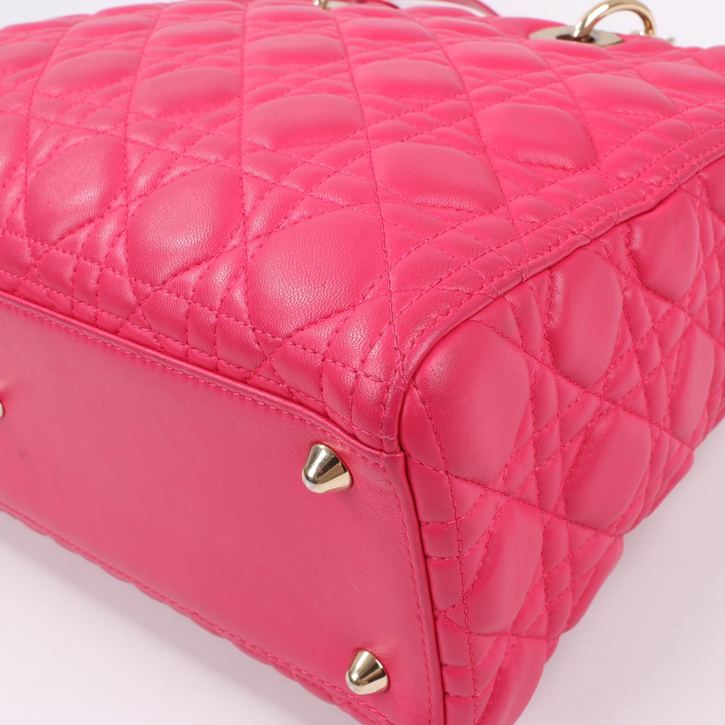 Christian Dior Lady Dior Cannage Große 2-Wege-Handtasche aus Leder in Pink