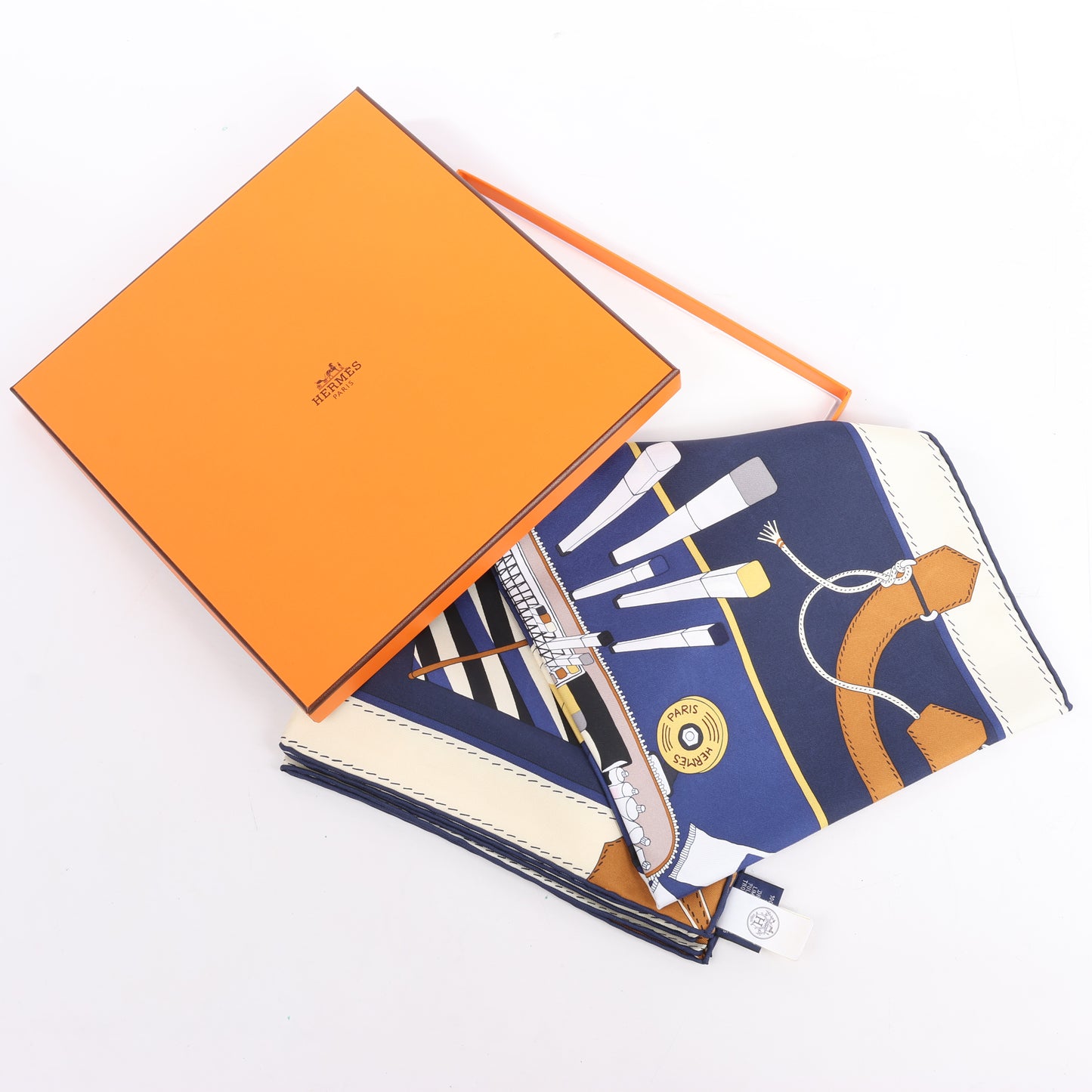 Hermès Carré 90 „BAGAGE A MAIN“ Seidenschal