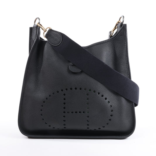 Hermes Evelyne 1 33 GM Taurillon Clemence Schwarz Silber Metallbeschläge G:2003