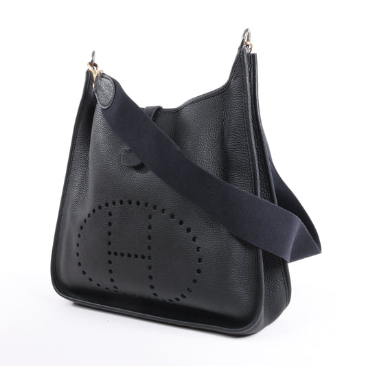 Hermes Evelyne 1 33 GM Taurillon Clemence Schwarz Silber Metallbeschläge G:2003