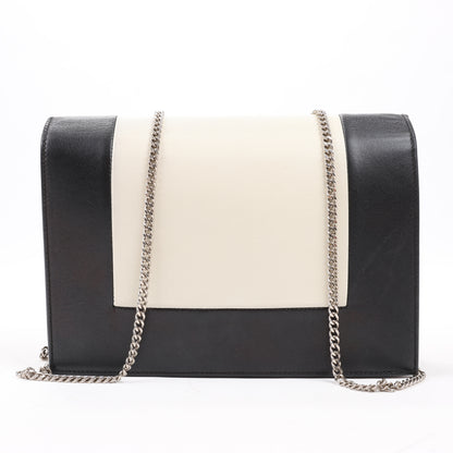 Celine Frame Abend-Schultertasche aus Leder mit Kette in Schwarz × Weiß