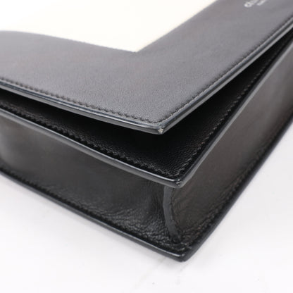 Celine Frame Abend-Schultertasche aus Leder mit Kette in Schwarz × Weiß