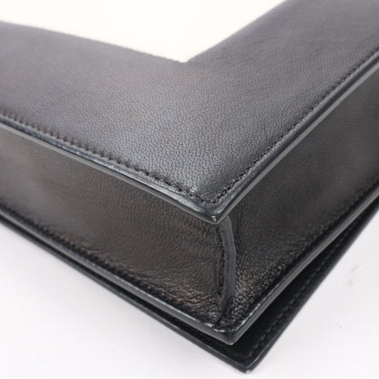 Celine Frame Abend-Schultertasche aus Leder mit Kette in Schwarz × Weiß