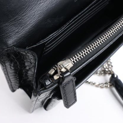 Saint Laurent Paris Sunset Mock Croc Shoulder Bag in Black