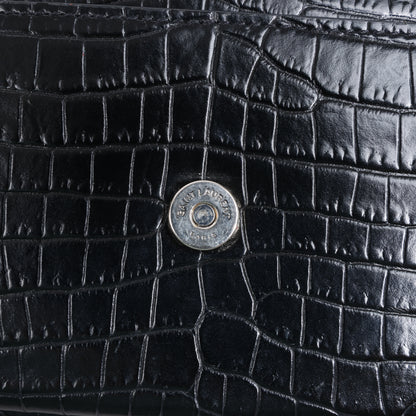 Saint Laurent Paris Sunset Mock Croc Shoulder Bag in Black