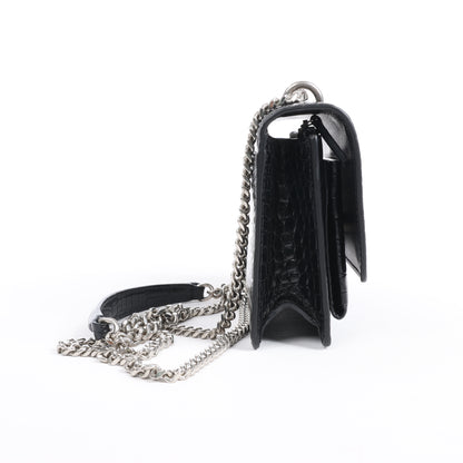 Saint Laurent Paris Sunset Mock Croc Shoulder Bag in Black