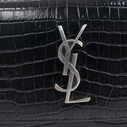 Saint Laurent Paris Sunset Mock Croc Shoulder Bag in Black