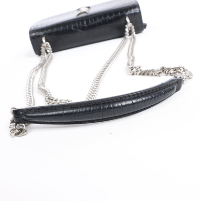 Saint Laurent Paris Sunset Mock Croc Shoulder Bag in Black