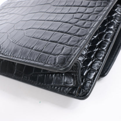 Saint Laurent Paris Sunset Mock Croc Shoulder Bag in Black