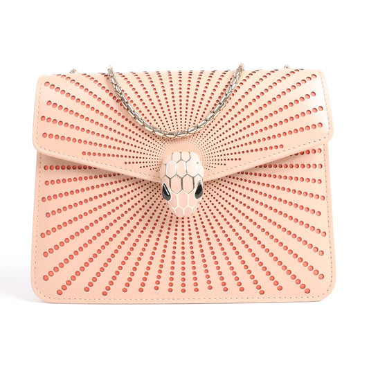 BVLGARI Serpenti Schultertasche aus Leder mit Kette in Rosa