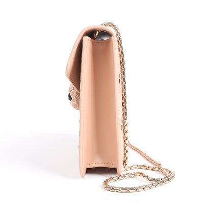 BVLGARI Serpenti Schultertasche aus Leder mit Kette in Rosa