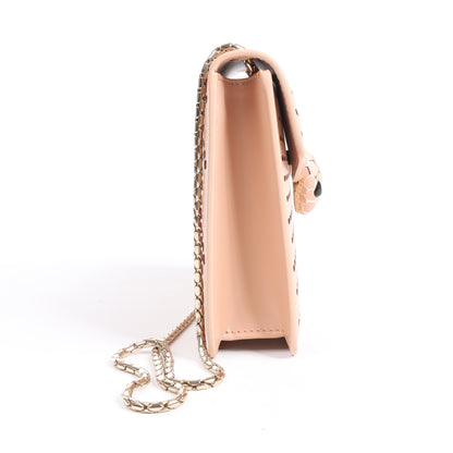 BVLGARI Serpenti Schultertasche aus Leder mit Kette in Rosa