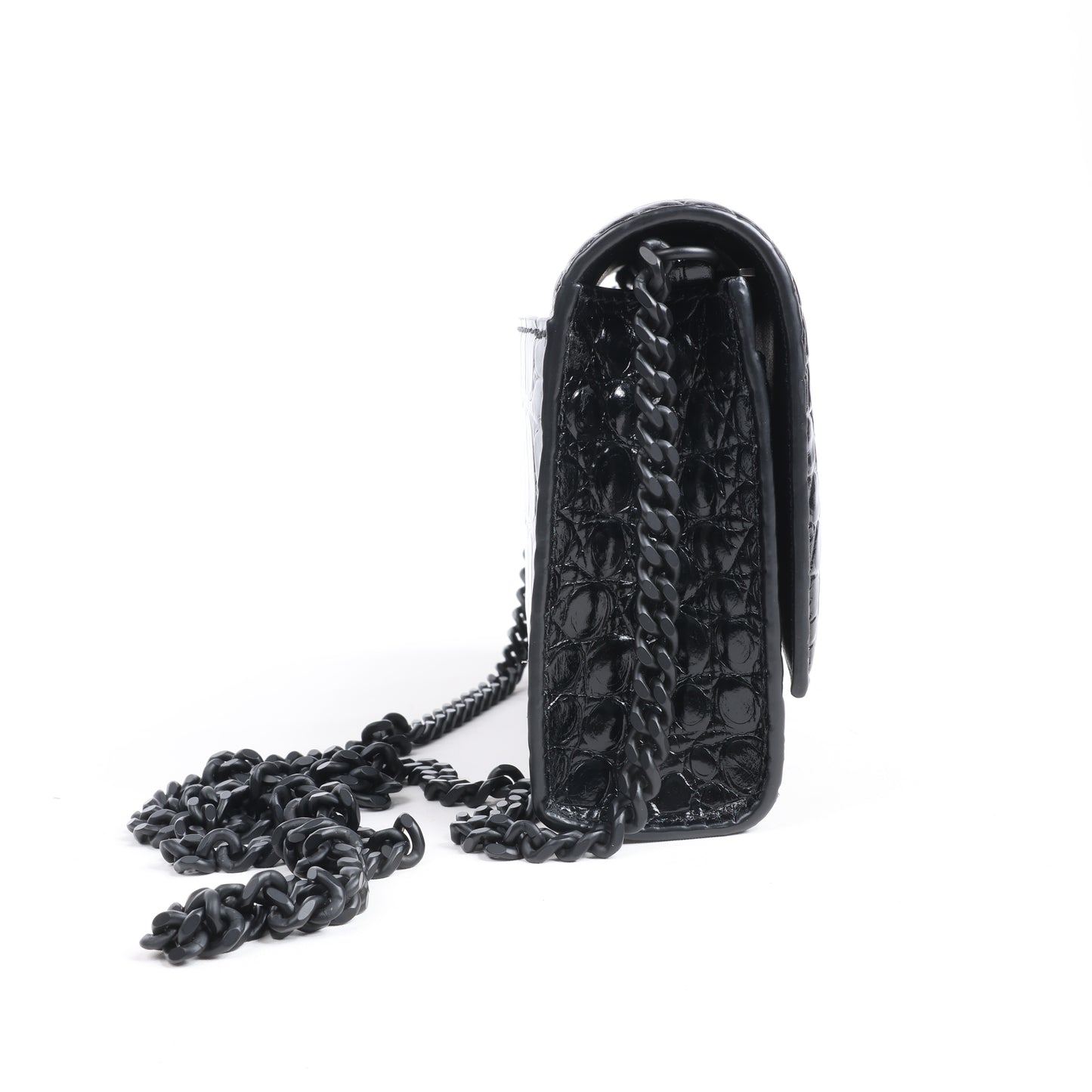 Balenciaga – Hourglass – Schultertasche in Kroko-Optik in Schwarz
