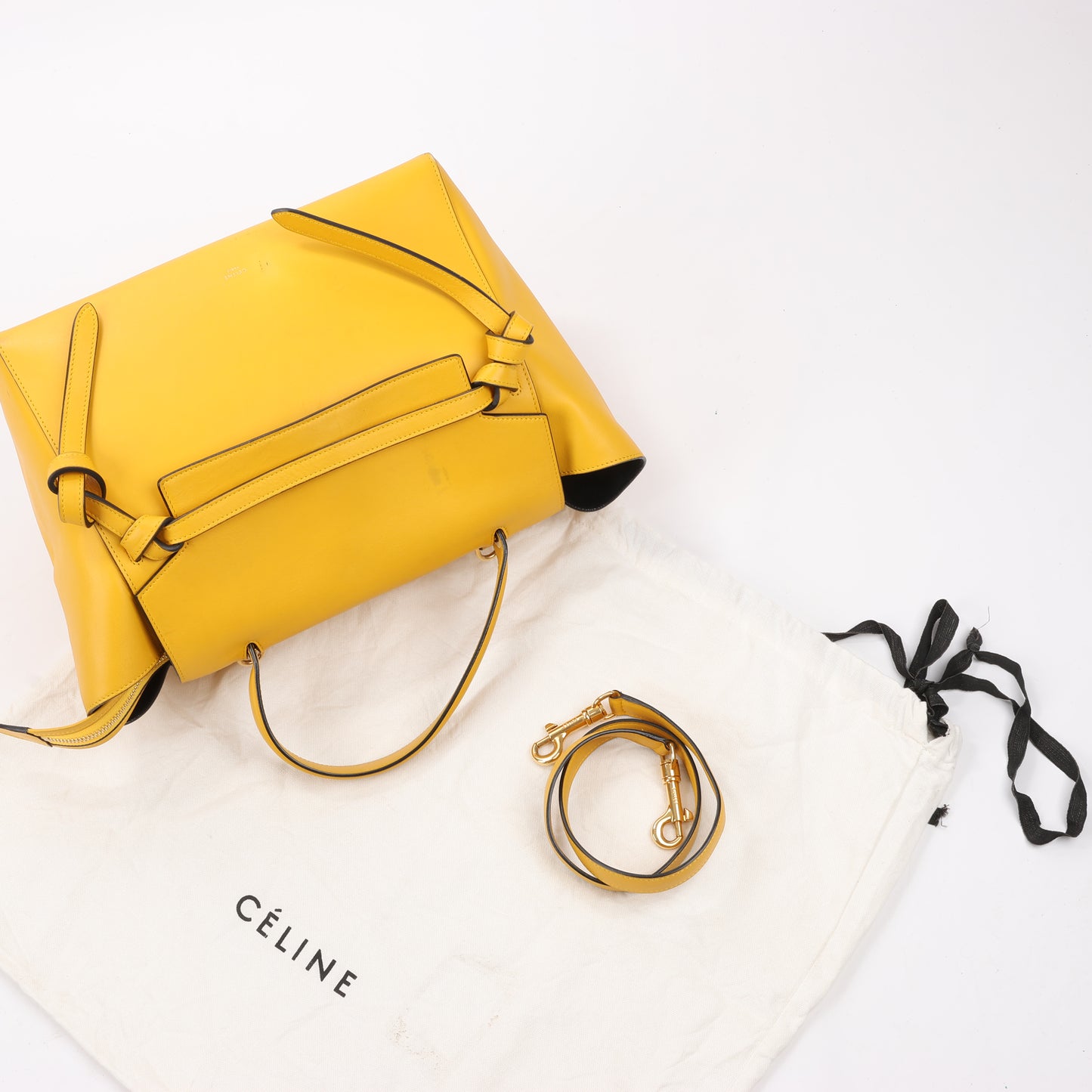CELINE – 2-Wege-Handtasche aus glattem Kalbsleder in Gelb