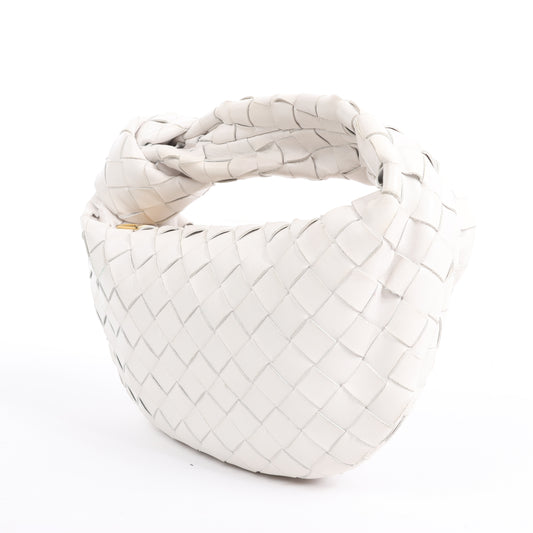 Bottega Veneta Intrecciato Mini Jodie Lederhandtasche in Weiß