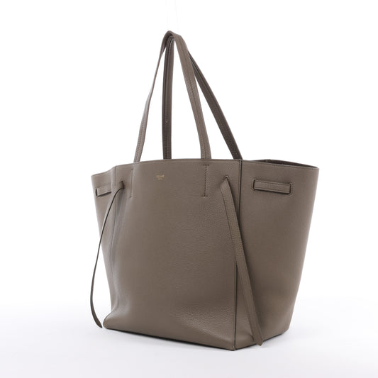 Celine Cabas Phantom Small Leather Shoulder Bag in Taupe